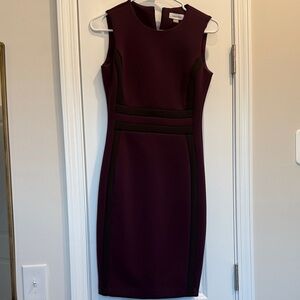Calvin Klein Scuba Purple and Black Midi Dress